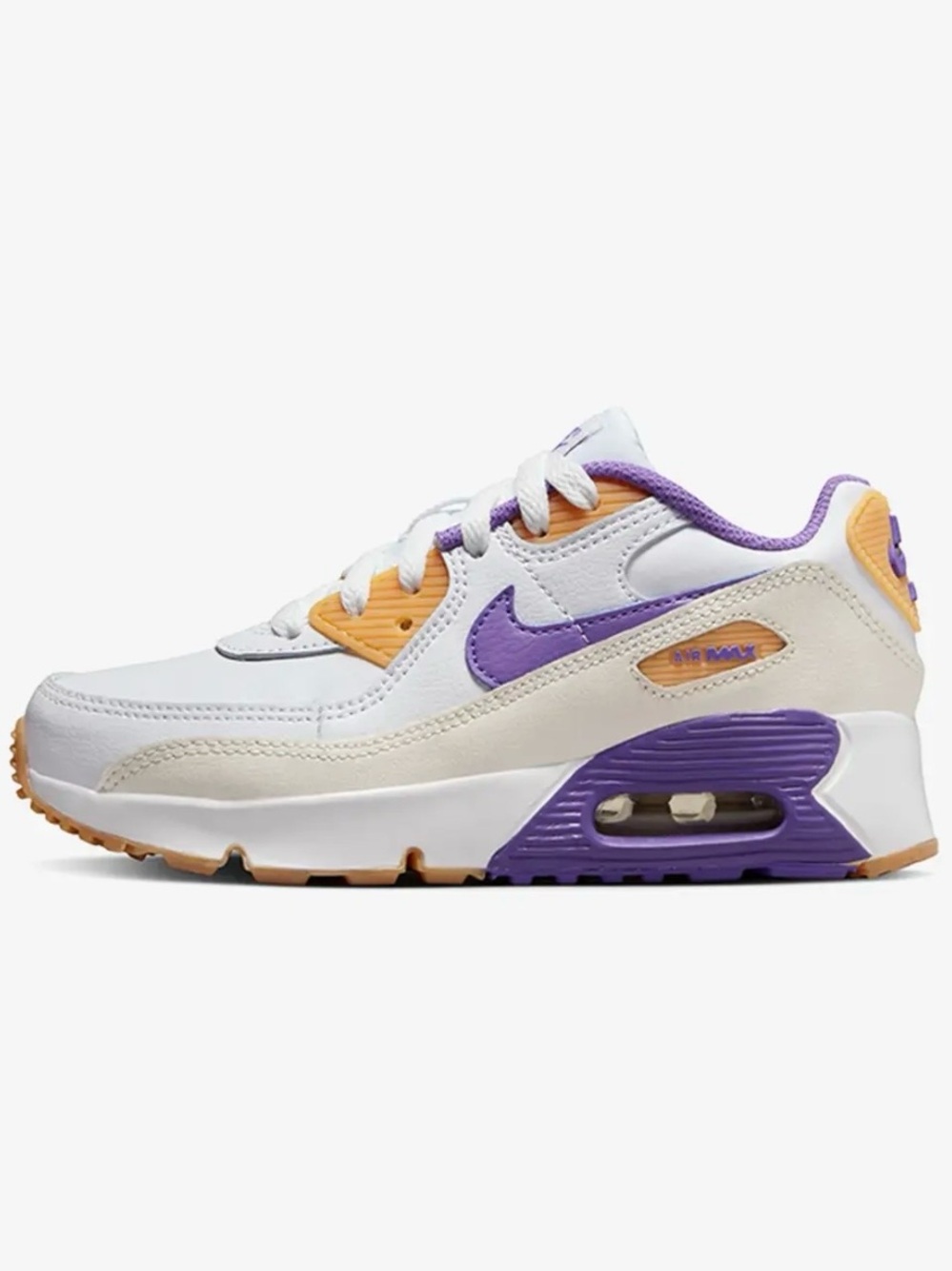 Nike Kids White Sneakers with Purple Lining and Brown Accents